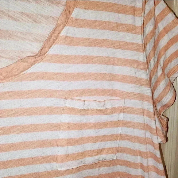 Torrid Classic Fit Striped Cotton Pocket Tee Top Peach & White Plus Size 2X - Picture 5 of 7